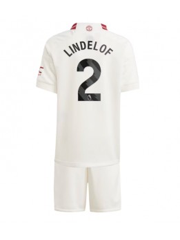 Manchester United Victor Lindelof #2 Ausweichtrikot für Kinder 2023-24 Kurzarm (+ Kurze Hosen)